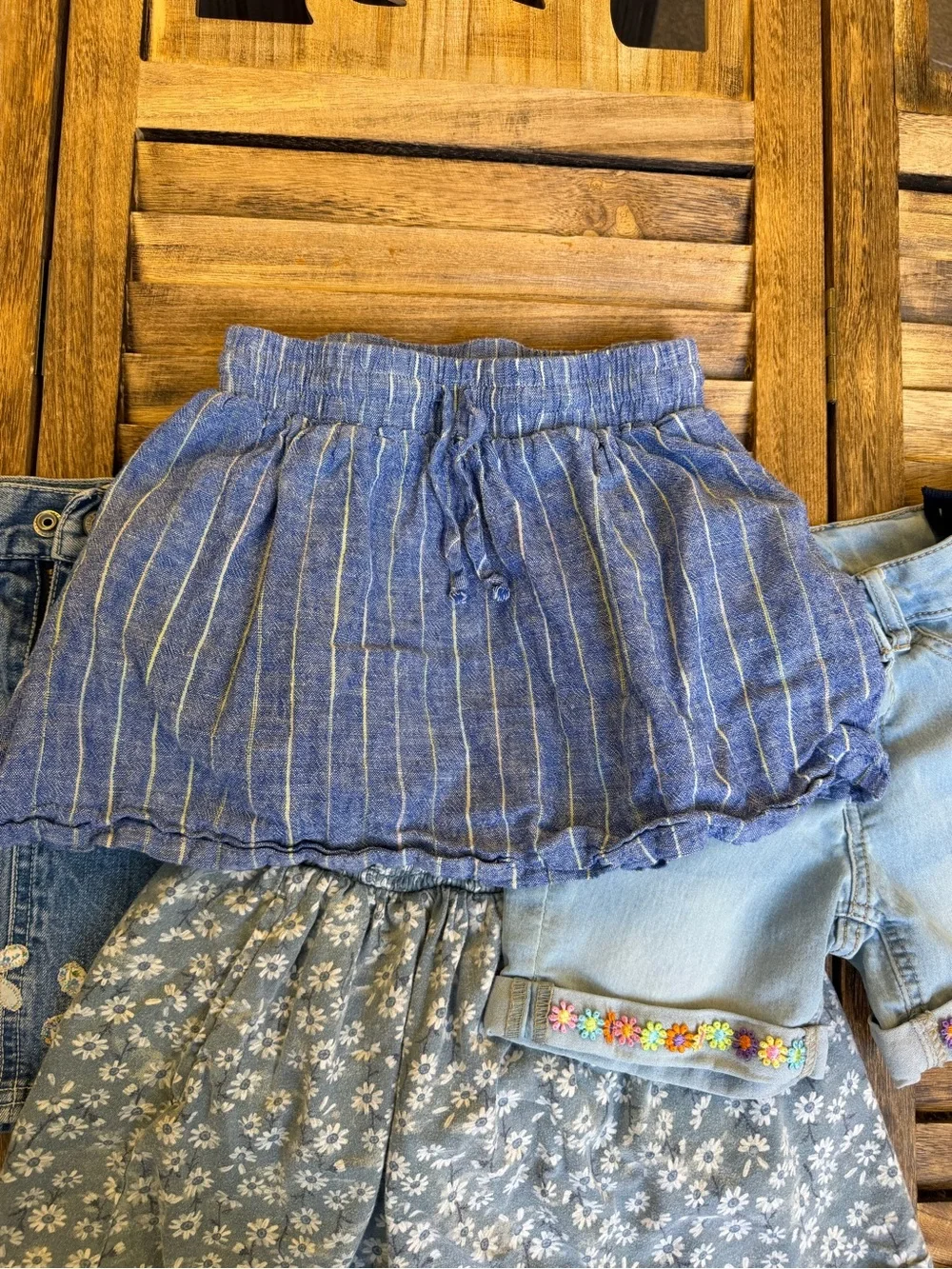 GAP & Lands End Girls Blue Mix Skirt & Shorts Set Blue Denim 6/7 Small Bundle
